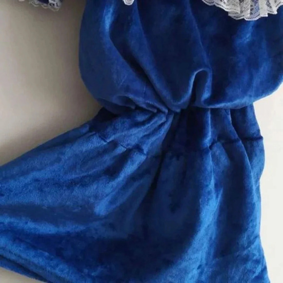 Vintage Little Princess Blue Velvet Dress with lace collar Size 3 - Picture 3 of 5